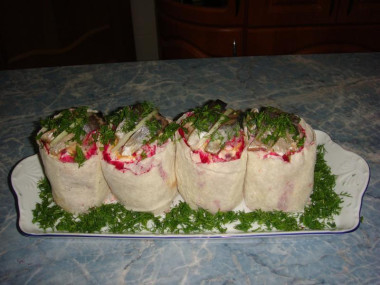 Салат с селедкой Бочонки