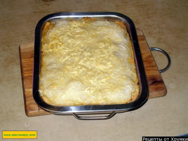 Лазанья с фаршем сыром и овощами