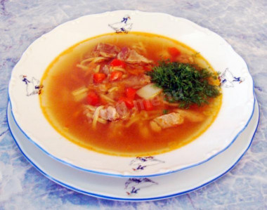 Быстрый суп с жареным мясом