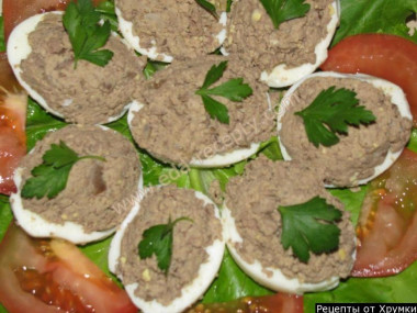 Яйца фаршированные куринной печенью