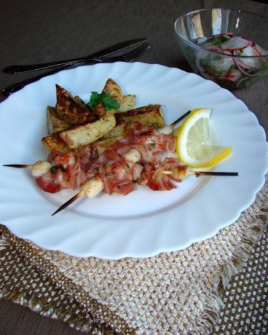 Шашлычки из гребешка и лосося