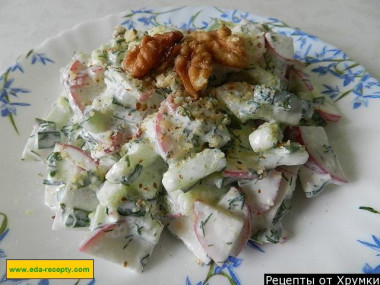 Салат Окрошка с грецкими орехами