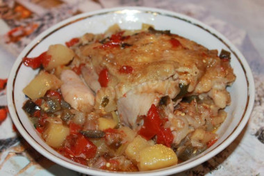 Курица с помидорами и баклажанами