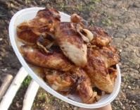 Острые куриные крылышки в соевом соусе с медом на мангале