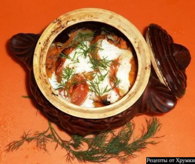 Куриные сердечки в горшочке.