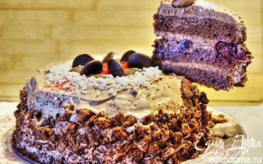 ТОРТ ШОКОЛАДНО-СЛИВОЧНО-ВИШНЕВЫЙ «ЛЕТАЮЩИЙ»