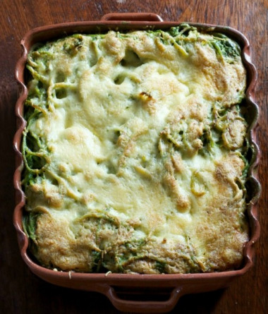 Пикантный кугель с лапшой и овощами 