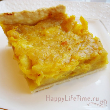 Тыквенный открытый пирог с яблоками