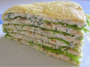Белковый торт с куриной грудкой 