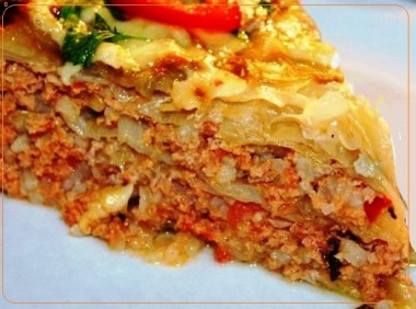 Капустный торт с фаршем