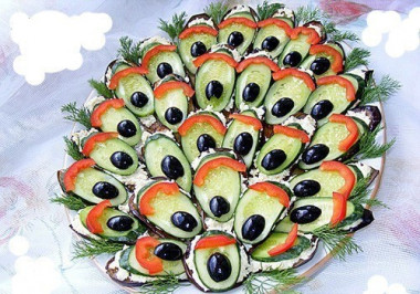 РЕЦЕПТ ЗАКУСКИ ИЗ БАКЛАЖАНОВ «ПАВЛИНИЙ ХВОСТ»