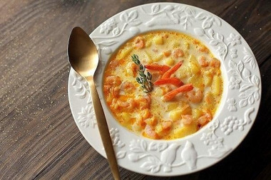 СЫРНЫЙ СУП С КРЕВЕТКАМИ