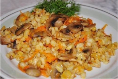 Рецепт постной перловой каши с грибами