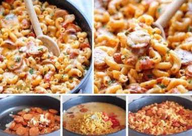 Сытный ужин с макаронами