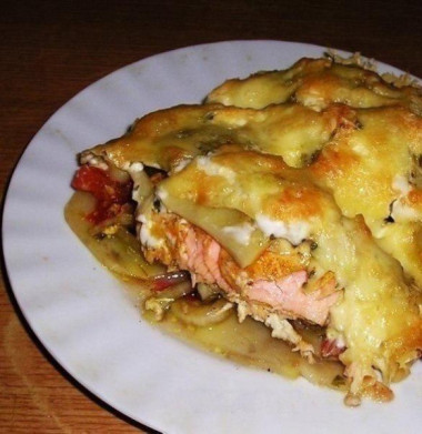 Запеканка с рыбой и картофелем