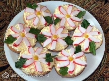 Бутерброды "Крабовые цветы"