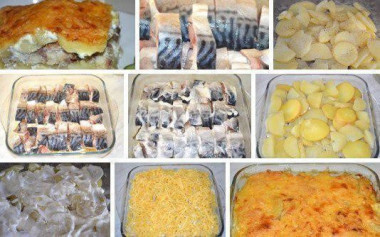Картофельная запеканка со скумбрией