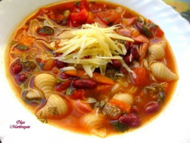 Итальянский суп с сосисками и фасолью