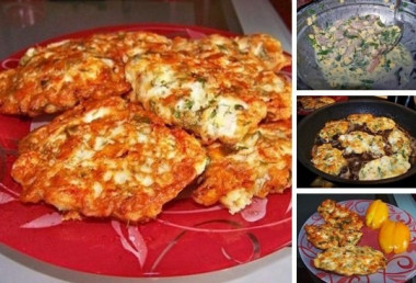 Куриные оладьи с сыром на кефире