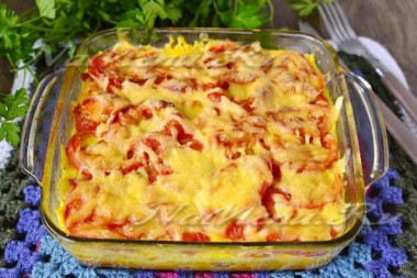 Запеканка из макарон с колбасой и сыром в духовке