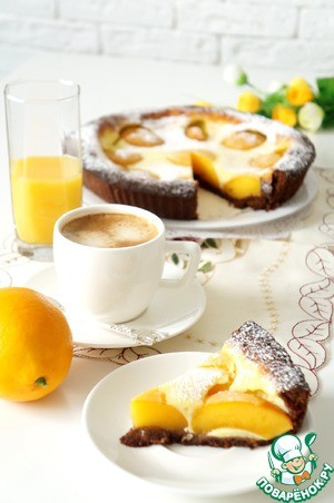 шоколадный тарт с персиками