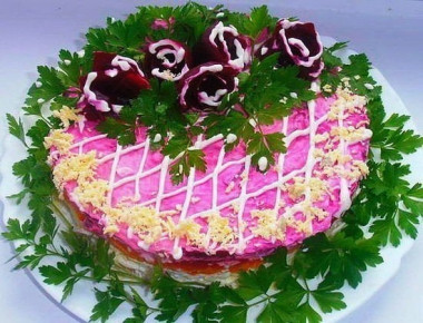 Салат "Мясная шуба"