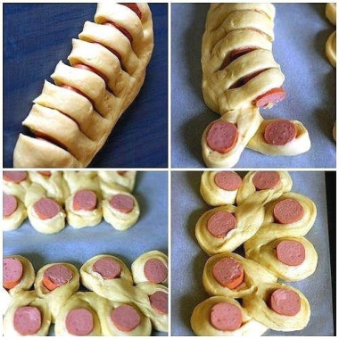 Пирожки с сосиской "Косичка"