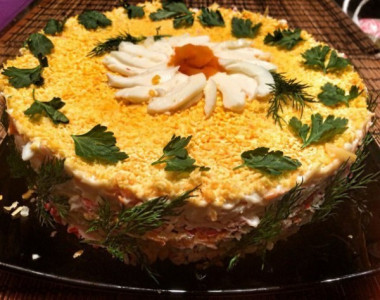 Салат "Мимоза" с крабовыми палочками