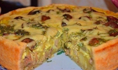 Пирог с курицей и картофелем 2