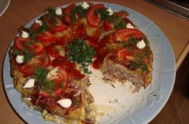 Кабачковая запеканка с фаршем