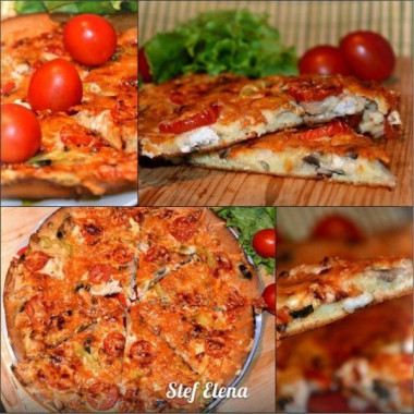 Быстрая домашняя пицца с курицей и грибами