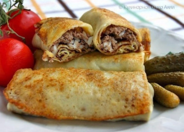 Блинчики с мясом и рисом