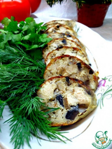 Куриная домашняя колбаса с гречкой и грибами 