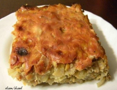 Капустная запеканка с мясом
