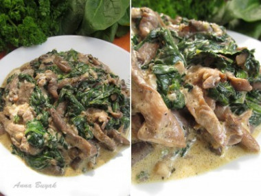 Вешенки со шпинатом