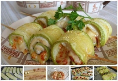 рулетики из кабачков с куриным мясом
