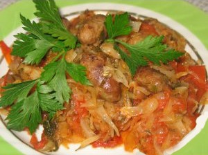 Капуста с куриными сердечками
