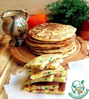 Блины с курицей и зеленью по-деревенски":