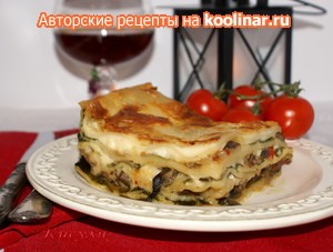  	 Лазанья с грибами и шпинатом