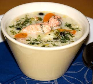 сливочный  суп с лососем