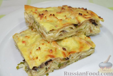 Запеканка из лаваша с сыром и грибами