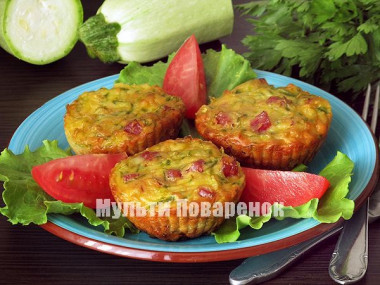 Закусочные кексики с кабачками в мультиваpке 