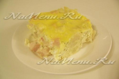 запеканка из цветной капусты с сыром и ветчиной...