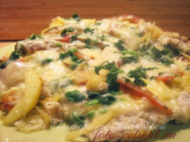 Картофельная запеканка на сковороде...