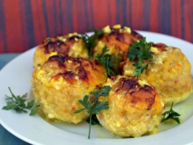 Мясные сырные шарики в духовке...