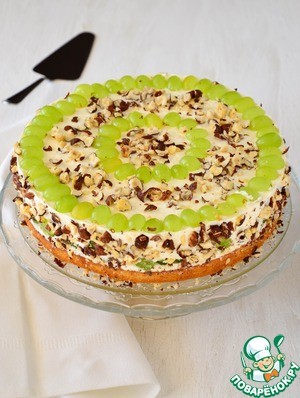 Торт изумрудный с творожным кремом и орехами...