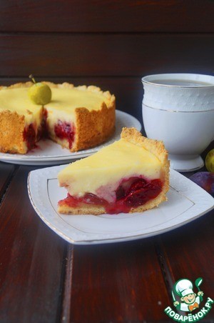 Пирог с творогом и сливой...