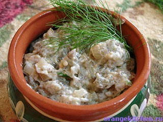 Жюльен из баклажан и грибов