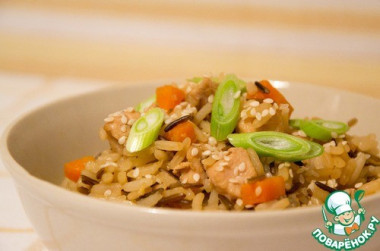 Чесночный рис с курицей...