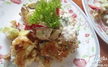 ТЕПЛЫЙ САЛАТ ИЗ АВОКАДО, ЦВЕТНОЙ КАПУСТЫ C ГОРЧИЧНОЙ ЗАПРАВКОЙ